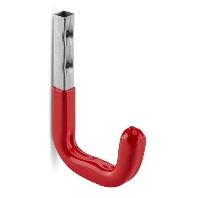 Abbildung von SO TECH® Wandhaken Garagen Haken Allzweckhaken Gerätehalter, 115 x 80 mm, (1 St), Metall verzinkt, belastbar bis 45 kg, mit roter Gummierung