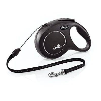 Abbildung von flexi® Classic Roll Hundeleine (Seil), ergonomisch, langlebig und verhedderungsfrei, für Hunde bis zu 20 kg, 7,9 M, Größe Schwarz