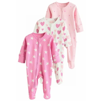 Abbildung von Next Regular FIT 3 PACK Strampler für Kinder, Größe: 80, Pink