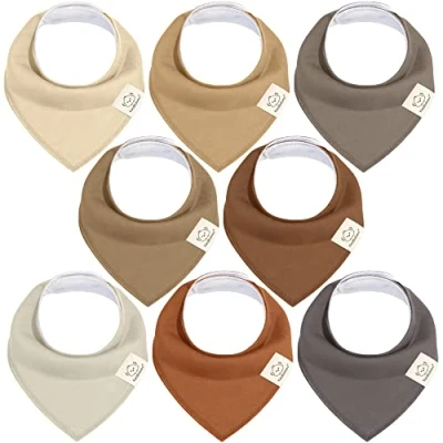Abbildung von 8 Stück Dreieckstuch Baby Junge, Mädchen Unisex Bandana Lätzchen Baby, Super Absorbierende Halstuch Bio Baumwolle Lätzchen, Halstücher für Säuglinge, Sabberlätzchen (Terracotta)