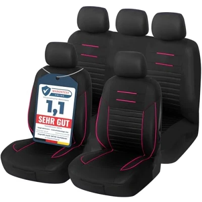 Abbildung von Upgrade4cars Autositzbezug SportsLine, 9 teiliges Set, 2 Vordersitzbezüge, Rücksitzbezüge und 5 Kopfstützenbezüge, Stilvolles Linien Design