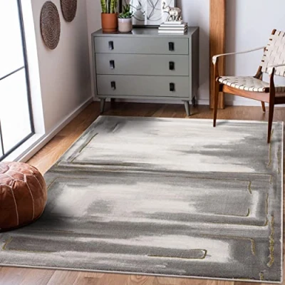 Abbildung von carpet city Teppich Wohnzimmer Abstrakt 120x170 cm Grau Meliert Moderne Teppiche Kurzflor