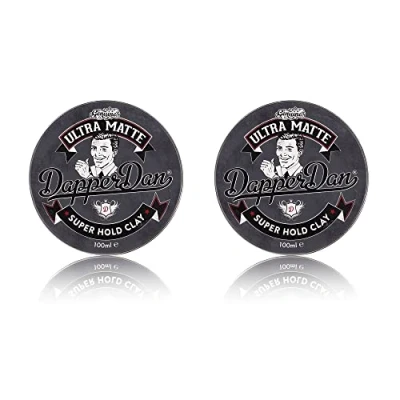 Abbildung von Dapper Dan Ultra Matte Hair Clay, Haar Clay mit super Halt für Männer, langanhaltend, extra starkes einfacher Anwendung, sanft parfümiert, 2 x 100 ml