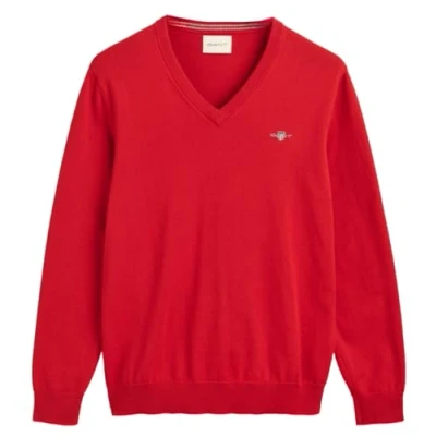 Abbildung von GANT Herren Classic Cotton V Neck Pullover, Ruby RED, Large