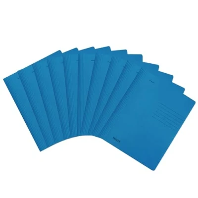 Abbildung von Original Falken 10er Pack Schnellhefter Intensivfarben. Made in Germany. Gebrauchsfertig gefaltete Hefter aus Recycling Karton, DIN A4 kaufmännische und Behördenheftung blau Blauer Engel