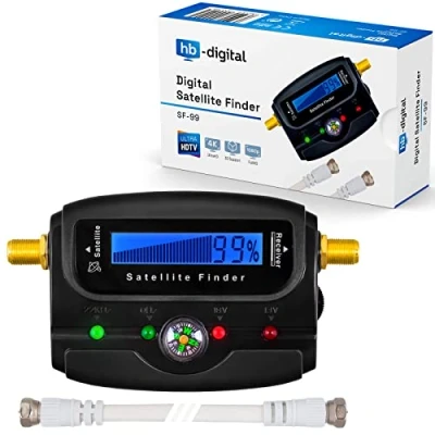 Abbildung von HB DIGITAL SATFINDER mit LCD Anzeige Kompass und Ton + F Verbindugskabel Deutsche Anleitung vergoldete Anschlüsse * zur Justierung Ihrer Sat Antenne Horizontal/Vertikal 22kHz
