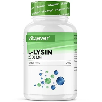 Abbildung von L Lysin 160 Tabletten Hochdosiert mit 2000 mg HCL pro Tag Aus pflanzlicher Fermentation Ohne unerwünschte Zusätze Vegan