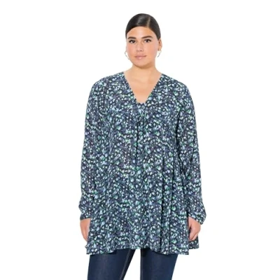 Abbildung von Ulla Popken Abstract Bluse, Damen, Größe: 42/44, Atlantic blue