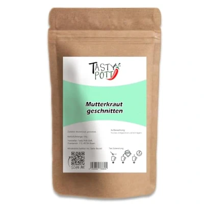 Abbildung von Tasty Pott Mutterkraut getrocknet, geschnitten I Naturheilkunde Kräutertee Getrocknetes Kraut Teekraut Tee lose im Beutel 100g