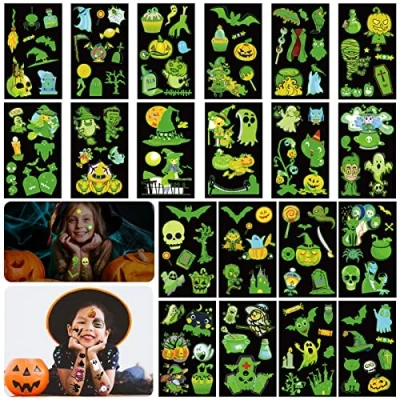 Abbildung von halloween Leuchtende tattoo Aufkleber,20 kinder,halloween tattoos für kinder,tattoo kinder,leuchtende kinder,tattoos kinder,für Mädchen Jungen Party