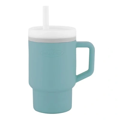Abbildung von Infantino My 1st Tumbler Süßer Minibecher mit Auslaufsicherem Strohhalm und Kleinkindfreundlichem Griff, Fördert das Trinken, Leicht zu Reinigen, 255 ml, Stimmungsvolles Blau