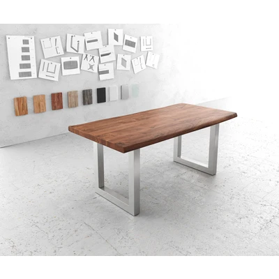 Abbildung von Esstisch Edge 180x90 XL Akazie Braun Edelstahl Breit Live