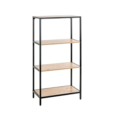 Abbildung von HAKU Möbel Regal Eiche, schwarz, MDF, Metall Maße: B 64 cm x H 129 T 35 cm, Style: Modern