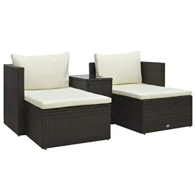 Abbildung von vidaXL Garten Lounge Set, Gartenmöbel Set mit Kissen, Sofa Garnitur für Terrasse, Sitzgruppe Rattanmöbel, 5 TLG. Poly Rattan Braun