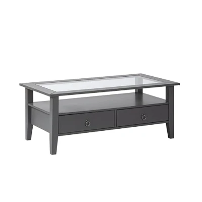 Abbildung von Inter Link Couchtisch PROVENCE 7 GRIS, aus Massivholz, zeitloser Landhausstil, Sicherheitsglas, mit Schublade