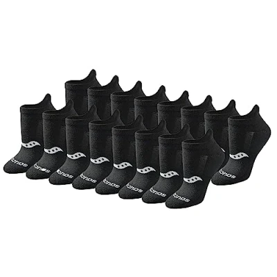 Abbildung von Saucony Women&#039;s Performance Heel Tab Athletic Socks (8, Black Solid (16 Pairs), Shoe Size: 5 10