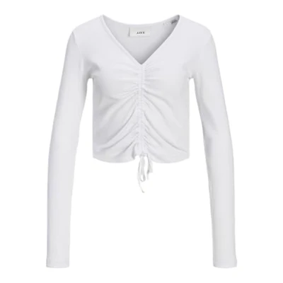 Abbildung von JJXX Fenja STR LS CROP JSR Langarmshirt, Damen, Größe: Medium, Bright white