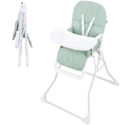 Abbildung von ib style Hochstuhl Baby Leno Kinderstuhl, Leicht (4kg) und Kompakt, Für Babys, die eingenständig sitzen können bis zu 3 Jahre (15kg), 5 Punkt Gurt, mit Tisch Fußstütze, Verstellbar, Mint