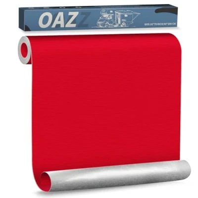 Abbildung von Flicken Selbstklebend Stoff, 40 x 200 cm Leinwand Stoff Selbstklebend, Rot, Wasserdichtes für Sofa Zelt Möbel Autositz Liege