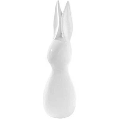 Abbildung von satis Deko Hase 21 cm Weiß I Schöne Osterdekoration Keramik glasiert und abwaschbar Osterdeko Hasen Modern Tolle Osterfiguren, Hasenfiguren, Dekofigur, Osterhase, Dekoration für Ostern