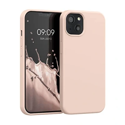 Abbildung von kwmobile Hülle kompatibel mit Apple iPhone 13 Silikon Handy Case Handyhülle weiche Oberfläche kabelloses Laden Coconut Swirl