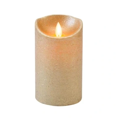 Abbildung von Batterie Beleuchtung Kerze Wachs rustikal mit beweglicher Flamme gold 12,5 cm Anna&#039;s Collection