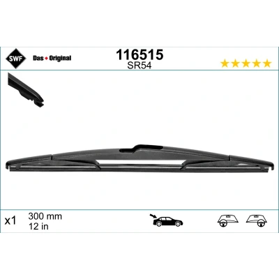 Abbildung von Scheibenwischer Swf Rear 116515 300mm hinten Standard NISSAN: Pathfinder 2, Note I, II Hatchback, BMW: 2 Active Tourer, 1 Schrägheck