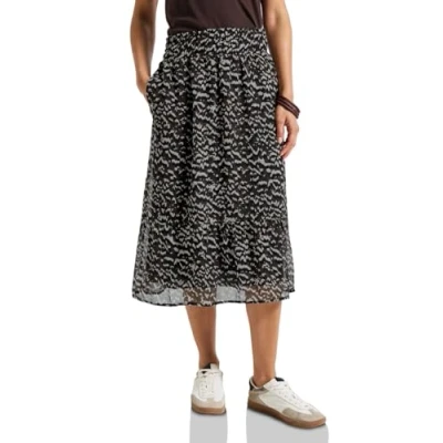 Abbildung von Street One Gemusterter Chiffon Rock deep Roast Brown 42