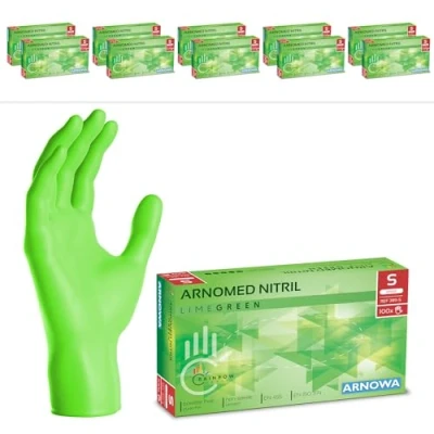 Abbildung von 2000 Stk (20x100) ARNOMED Einweghandschuhe Grün, Einmalhandschuhe S, Nitril Handschuhe Einweg, Nitrilhandschuhe puderfrei, Gummihandschuhe Schutzhandschuhe, XS, M, L, XL