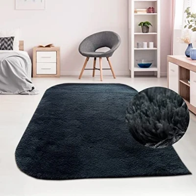Abbildung von Teppich Traum schön weicher Uni Wohnzimmerteppich in schwarz, 160 x 230 cm