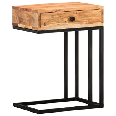 Abbildung von vidaXL Akazienholz Massiv Beistelltisch U Form Kaffeetisch Sofatisch Couchtisch Wohnzimmertisch Laptoptisch Tisch Betttisch 45x30x61cm