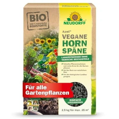 Abbildung von Neudorff Azet Vegane Hornspäne 100% natürlicher Stickstoff Langzeitdünger für alle Pflanzen, Obst und Gemüse schnelles Wachstum reiche Ernte, 2 kg