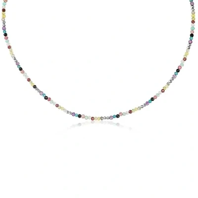 Abbildung von Materia Choker Edelstein Mix Kugelkette mehrfarbig facettiert CO 40, längenverstellbar