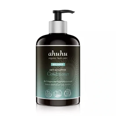 Abbildung von ahuhu BALANCE Anti Schuppen Conditioner XXL (500 ml) Sanfte Haarspülung bei Schuppen, mit Mimosen &amp; Baumwollblüten Extrakt für eine gestärkte Barrierefunktion der Kopfhaut, vegane Haarpflege