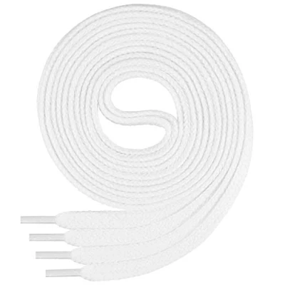Abbildung von Di Ficchiano 1Paar flache SCHNÜRSENKEL aus 100% Baumwolle für Sneaker Sportschuhe sehr reißfest ca. 7 mm breit Schuhbänder weiße Schuhriemen Farbe: white 120cm