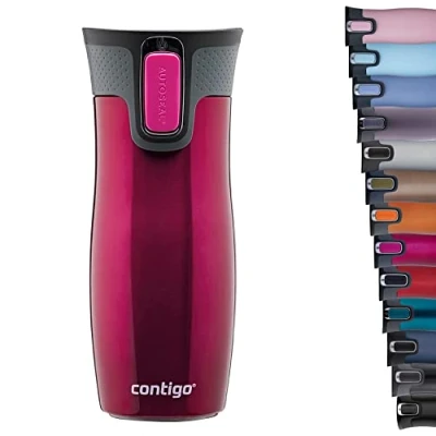 Abbildung von Contigo West Loop Autoseal Thermobecher, Edelstahl Isolierbecher, Kaffeebecher To Go, BPA frei, auslaufsicherer Reisebecher mit Easy Clean Deckel, hält bis zu 5h warm, 470 ml, 1 Stück (1er Pack)
