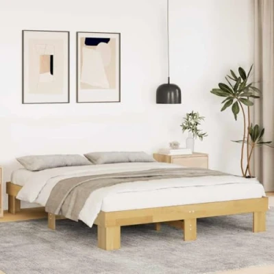 Abbildung von vidaXL Massivholzbett ohne Matratze 140x200 cm Eichenholz, Bett, Schlafzimmermöbel, Doppelbett, Bettrahmen, Möbel Schlafzimmer, Bettgestell Massivholz