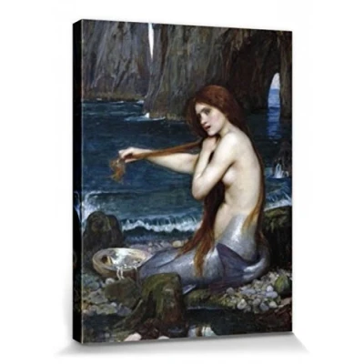 Abbildung von 1art1 John William Waterhouse Poster Die Meerjungfrau, 1900 Bilder Leinwand Bild Auf Keilrahmen XXL Wandbild Kunstdruck Als Leinwandbild 80x60 cm