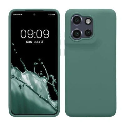 Abbildung von kwmobile Hülle kompatibel mit Motorola Edge 50 Neo/ThinkPhone 25 Silikon Handy Case Handyhülle weiche Oberfläche kabelloses Laden Tannengrün