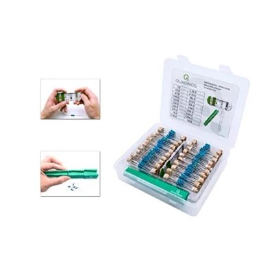 Abbildung von QUADRIOS GmbH Widerstands Sortiment Set Box Metallschicht Widerstände bedrahtet 1Ohm 1M Ohm Sortimentskasten 20 Standardwerte E24 je St (1000 Teile, 0,5 W, Toleranz: 1%) 1811P029 1000 Stück