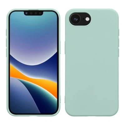 Abbildung von kwmobile Hülle kompatibel mit Apple iPhone SE 2025 / 4 4. Generation gummierte TPU Silikon Handyhülle Schutzhülle für kabelloses Laden Case in Cool Mint