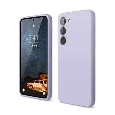Abbildung von elago Flüssiges Silikon Hülle Kompatibel mit Samsung Galaxy S23 Case Cover, Premium Silikon, Ganzkörperschutz 4 Schichten Stoßfeste Handyhülle, Kratzfestes weiches Mikrofaserfutter (Violett)