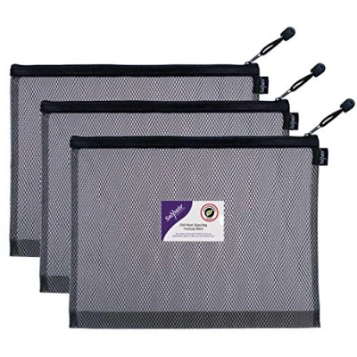 Abbildung von Snopake Zippa Bag aus EVA, 3 Stück, 362 x 275 mm, mit Aufhängeschlaufe und Visitenkartenhalter, für Kanzleipapier, hohe Kapazität, Schwarz