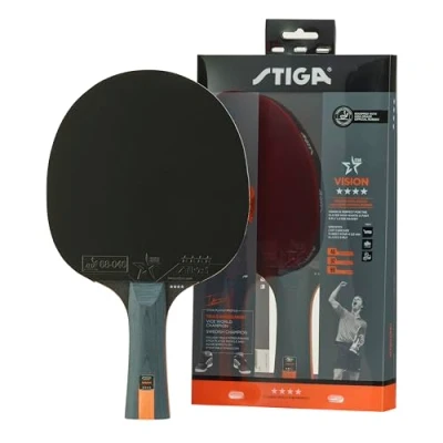 Abbildung von STIGA Vision 4 Sterne Tischtennisschläger Professioneller Ping Pong Schläger mit ITTF zertifizierten STAR Belägen, 5 schichtigem Holz und Crystal Technology für Geschwindigkeit, Kontrolle Spin
