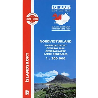 Abbildung von Island. Nordwest 1 : 300 000: Generalkarte (North West Iceland Map 1:300 000)