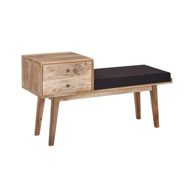 Abbildung von Sitzbank Stoff Holz Massiv 120 cm