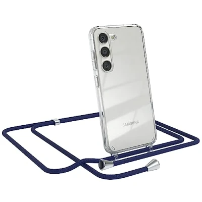 Abbildung von EAZY CASE Handykette kompatibel mit Samsung Galaxy S23 Kette zum Umhängen für Hülle Band aus Silikon stoßfeste transparente Handyhülle als Fallschutz in Navy Blau