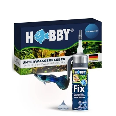 Abbildung von HOBBY Aquaristik Fix Unterwasserkleber I 80 ml Kartusche universell einsetzbarer Kleber für Aquarien Hochleistungskleber Unterwasserreparaturen in Süß und Meerwasseraquarien transparent
