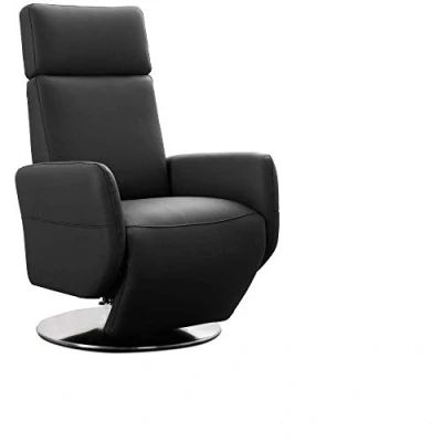 Abbildung von Cavadore TV Sessel Cobra / Fernsehsessel mit Liegefunktion, Relaxfunktion Stufenlos verstellbar Ergonomie L Belastbar bis 130 kg 71 x 112 82 Echtleder Schwarz