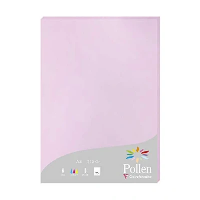 Abbildung von Clairefontaine 24152C Packung mit 25 Karten Pollen 210g, DIN A4, 21 x 29,7cm, Flieder